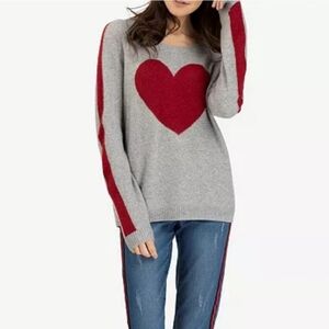 Tribal Gray and Red Heart Sweater